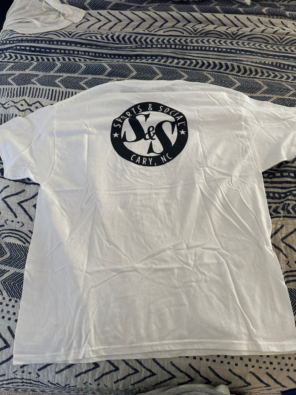 Hanes White T-Shirt with Black Sports & Social Cary, NC Logo